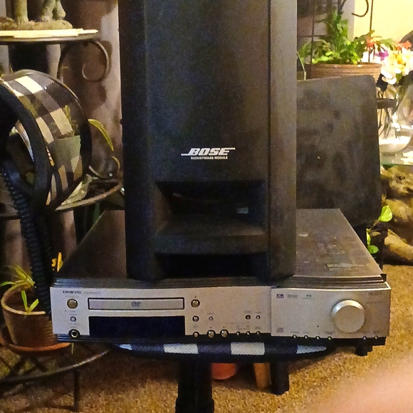 Onkyo dvd surround surround system with a bose subwoofer let it go cheap.